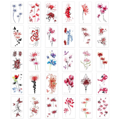 Fssqii Flower Temporary Tattoos for Women Girls 30 Sheets Fake Watercolor Flowery Mandala Tattoo Stickers Waterproof Art for Face Body Arm Kids Birthday Party Favors Makeup Supplies Gifts