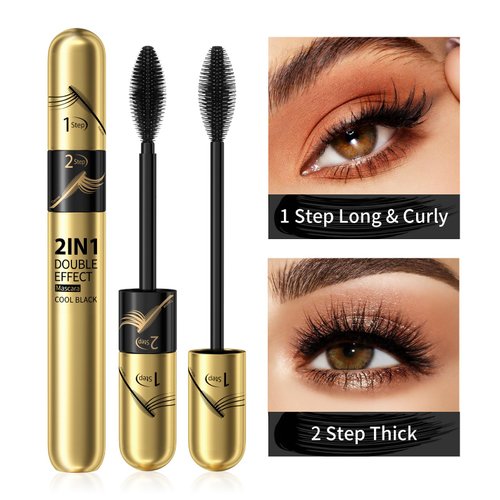 Forever yameili Long-Lasting Waterproof Mascara, Dual-Ended Brush, Black & Blue Colors, Zinni
