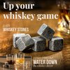 Mixology & Craft Whiskey Stones - Cube-Shaped Granite Chilling Whiskey Rocks Set of 6, Whiskey Gifts for Men and Christmas Stocking Stuffers - Dark Granite