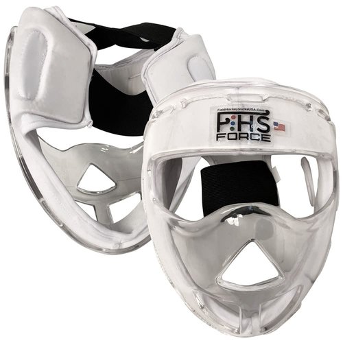 Field Hockey Face Mask Force Clear Transparent Penalty Short Corner Protection White Padding (Senior, White)