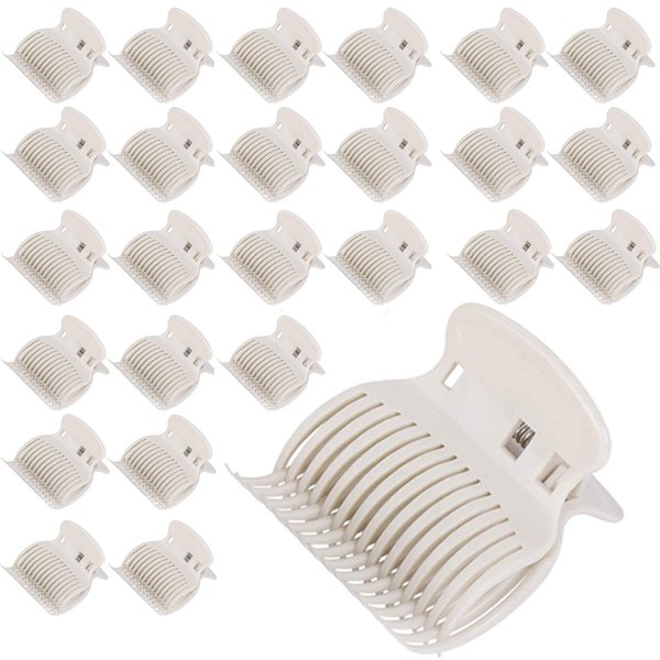 Tbestmax 24 Hot Roller Clips for Hair Curler Claw Clip Replacement Hair Section Styling for Women Girls White