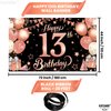 KatchOn, Rose Gold Happy 13th Birthday Banner - Huge, 72x44 Inch | Rose Gold and Black 13th Birthday Backdrop, 13th Birthday Party Decorations | 13 Birthday Banner, 13th Birthday Decorations for Girls