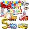 Car Party Supplies - Birthday Party Decorations for 5 years old Kids,Contain a Traffic Banner,a Birthday hat,3 Birthday Glasses,8 Foil Balloons,34 Balloons,Great for Kids Birthday Party