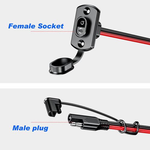 Kewig SAE Quick Connector Harness, SAE Adapter Male Plug to Female Socket Cable, 1FT 12AWG SAE Extension Cord [ 2 Pack ]