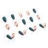 WAFOLOZE Almond Press on Nails Medium Fake Nails Dark Green Gloss False Nails with Matte Nails&Green Leaf Designs Glue on Nails Acrylic Nails Press ons Artificial Nails Stick on Nails for Women 24Pcs