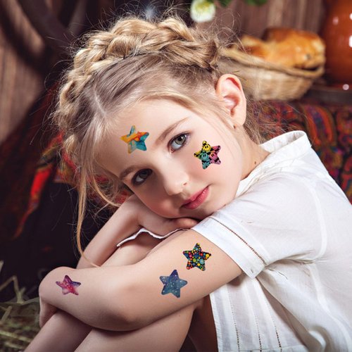 40 Pieces Star Temporary Tattoos, Star Stickers for Kids Reward, Starry Sky Rainbow Colorful Star Tattoos for Boys Girls Student Teachers Classroom Party