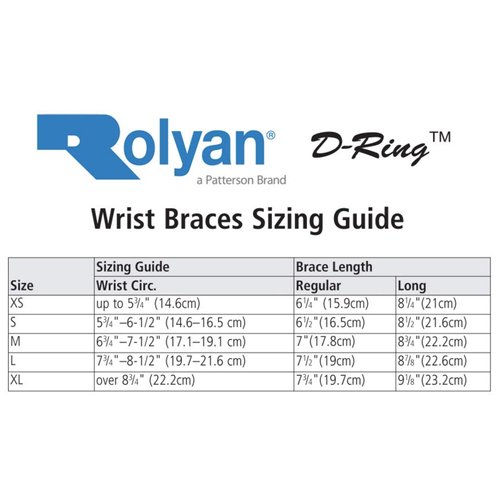 Rolyan 79296 D-Ring Wrist Brace with MCP Support, Left, Medium