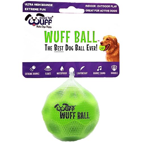 WUFF BALL - The Best Dog Ball Ever! Fun Durable Ultra Bouncy Green Fetch Dog Toy, Fits Ball Launcher