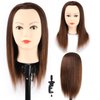 Stancia Mannequin Head Human Hair 50cm, Hair Mannequin 100% Human Hair, Manikin Head Training Doll Head, Cosmetology Mannequin Head for Hairdresser Barber Student (Table Clamp Included)