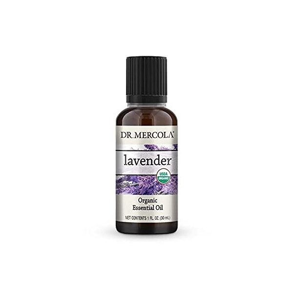 Dr. Mercola Organic Lavender Essential Oil, 1 Bottle (1 oz.), Steam Distilled from Fresh Flowering Lavender Tops, Non GMO, USDA Organic