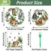 Justforjoyful 96Pcs Wild Animals Party Supplies Jungle Paper Plates Napkins Safari Theme Party Tableware Set Safari Zoo Dinnerware for Girl Birthday Party Baby Shower Decoration Serve 24