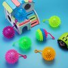 24 Pieces Light up Balls Light up Party Favors Fidget Spiky Toy Stress Relief Spike Rubber Ball Led Flashing Spiky Balls with Rope Flash Squeaky Ball Party Favors for Kids Adults(Fresh Color)