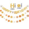 Happy Birthday Banner Little Daisy Banner for Kids Adults Birthday Party Decorations (Dark Yellow+Orange)
