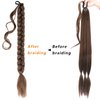 VOPPIS Long Braided Ponytail Extension 30 Inch Pre stretched Braiding Hair Extensions DIY Braid Ponytail Natural Soft Synthetic Hair Piece (Dark Brown, 30inches)