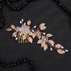 Rumtock Gold Leaves Flower Hair Comb for Wedding Brides Handamade Hair Piece with Pearl Beads Banquet Prom (Gold)