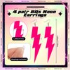Yunlly 8 Pack Neon Hair Scrunchies, 4 Pairs Dangle Earrings for Women's Party Outfits (Lightning Style)