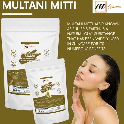 mGanna 100% Natural Purified Multani Mitti Mud | Fullers Earth Clay Powder Cosmetic Grade | Natural Face Mask 454 GMS / 1 LBS