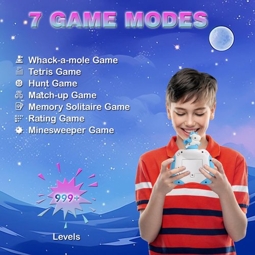 Hydrathy Quick Push Fidget Toys, Handheld Game for Kids 3-12 with 7 Game Mode, Fast Push LED Buttons Light Battle Game, Travel Games Xmas Birthday Gifts for Boys Girls Teens Adults (Unicorn-Blue)