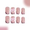 24Pcs Leopard French Tip Press on Nails Short Square Fake Nails Pink Glossy Bow Designs Full Cover Nude Glue on Nails Cute False Nails Stick on Nails for Women Girls Medium Manicure Decorations