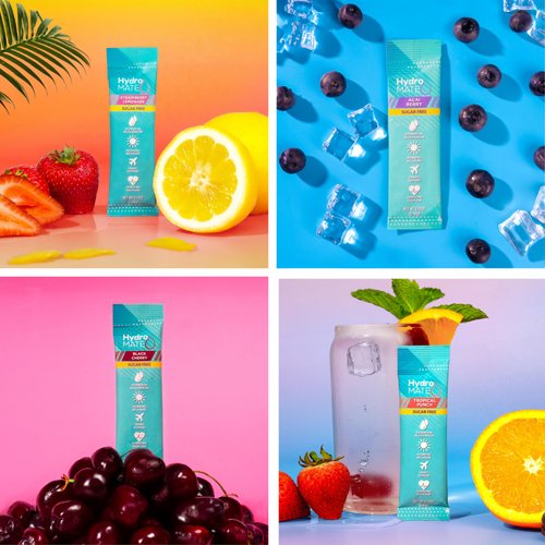 HydroMATE Electrolytes Powder No Sugar Keto Party Favors Sugar Free Hydration Packets Sticks with Vitamin C Variety Pack 30 Count