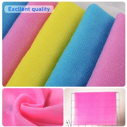 ARCH&M Exfoliating Washcloth Exfoliating Body Scrubber Back Scrubber for Shower Japanese Bath Wash Cloth Korean Exfoliating Luffah Towel Beauty Washcloth Sponge Loofah Body Scrub 3 Pack (Pink x 3)