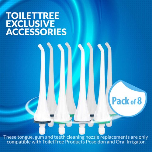ToiletTree Products Replacement Tips for Poseidon & Professional Oral Irrigator, 8 Pack