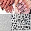 Spider Nail Stickers for Nail Art 8 Sheets Halloween Nail Art Stickers 3D Self-Adhesive Black White Spider Web Design Halloween Nail Charms Goth Nail Art Decorations for Women DIY Salon Nail Supplies