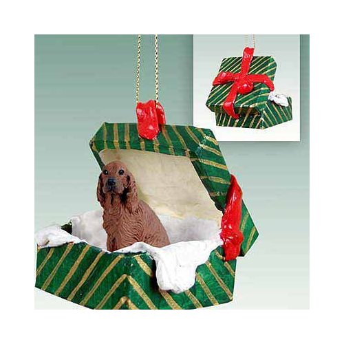 Irish Setter Gift Box Christmas Ornament - Delightful!
