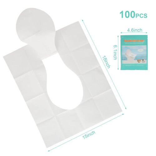 Toilet Seat Covers Disposable, 100-Count Flushable Paper Travel Toilet Seat Covers for Adults and Kids Potty Training, Great Biodegrable Accessories for Public Restrooms, Airplane, Camping