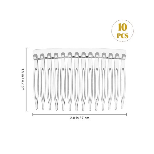 Minkissy Plastic Hair Comb Clips, 10pcs Transparent Hair Side Combs for Women, Decorative Hair Combs Veil Fixed Comb for Wedding
