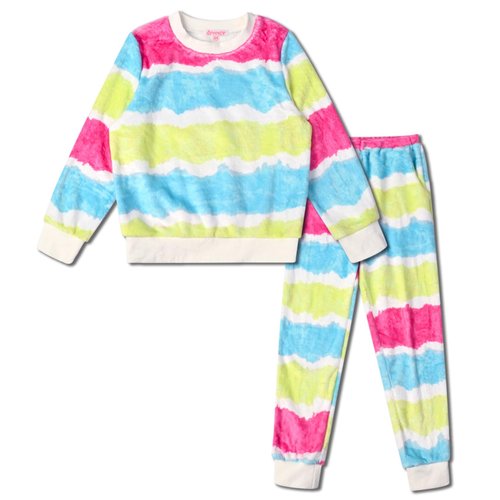QPANCY Toddler Girls Pajama Set Cozy Fleece Winter Tie Dye Sleepwear Set 2 Piece Long Sleeve Loungewear 4T 5T