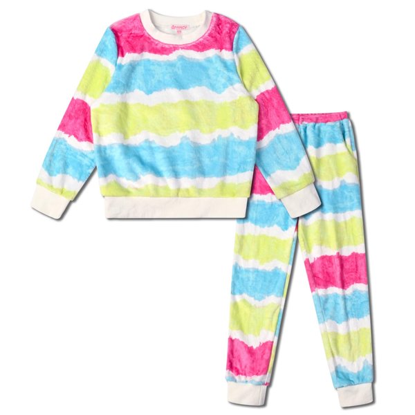 QPANCY Toddler Girls Pajama Set Cozy Fleece Winter Tie Dye Sleepwear Set 2 Piece Long Sleeve Loungewear 4T 5T