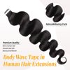 Tape in Hair Extensions Human Hair, Body Wave Real Human Hair Pieces 50G/Set 20pcs Double Sided Tape in Extensions for Black Women Adhesive Glue in Extensions 20inch