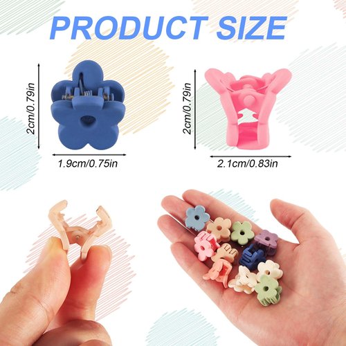 20pcs Mini Flower Hair Clips for Girls, Cute Small Flower Claw Clips Tiny Hair Accessories for Baby Women Thin Thick Hair (10 Colors)