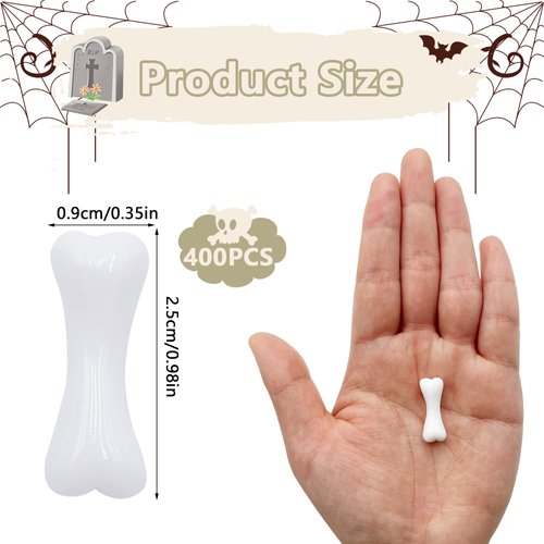 XIPEGPA 400PCS Mini Skeleton Bones Plastic Bones White Fake Bones Small Miniatures Bones for Crafts Decor Skeleton Party Supplies