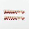 Medium-Long Almond Press on Nails Red French Tip Fake Nails Cherry White Bow Designs Artificial False Nails Glossy Nude Small Rhinestone Full Cover Acrylic Nails for Women Girls