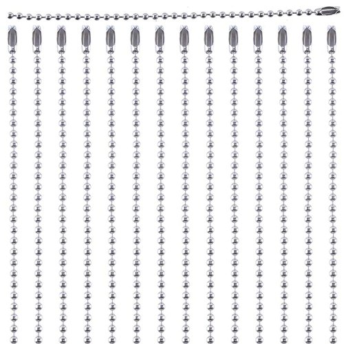 H&W 100pcs 4 inch Bead Chains Connector Clasp, Stainless Steel Ball Chain Keychain Tag Key Rings,1/10 inch Diameter Adjustable Antiqued Metal Bead Steel Chain for Jewelry Finding Making Accessories