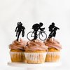 18pcs Black Glitter Bicycle Bike Dessert Cupcake Topper Biking Mountain Sport Theme Decor Supplies Baby Shower Boys Girls Man Family Party Decorations