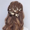Unicra Star Moon Bride Wedding Hair Pins Crystal Bridal Hair Pieces Rhinestone Goddess Hair Accessories for Women and Girls (Pack of 5) (Gold)
