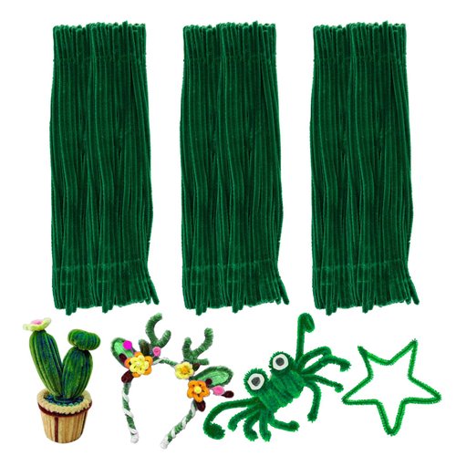 Green Chenille Stems,Christmas Green Pipe Cleaners,300PCS Limpia Pipas,Kids Toys,Fake Flowers for Decor,Fuzzy Sticks,Christmas Birthday Gift for Kids Art Supplies for Projects Creative DIY Decorations
