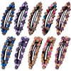 OIIKI Rhinestone Snap Hair Clips for Women 10pcs, Sparkly Glitter Crystal Hair Clips Barrettes Bling Diamond Fancy Hair Snap Clips Hairpins for Girls Wedding Decorative Hair Accessories