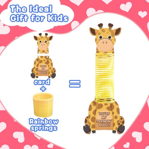 Valentine's Day Cards Rainbow Springs Toy for Kids 28 PCS, 7 Rainbow Springs Designs (4 of Each), Ideal for Classroom Valentine's Prizes Exchange Gifts and Party Favors for Boys and Girls