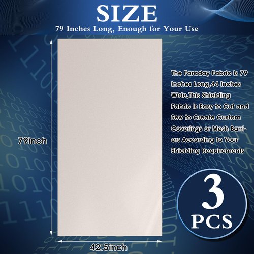 Tatuo Faraday Fabric 79" x 42.5" Emf Shield Protection Emf Blocker Faraday Tape for Anti Radiation, EMI Isolation, Signal Blocking, WiFi Jammer(1 Roll)