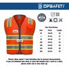 DPSAFETY 9 Pockets High visibility Class 2 Safety Vest，Hi Vis Vest with 2 inch wide Reflective Strips security vest with Zipper construction work vest for men &women Orange，2XL