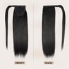 JIAMEISI Ponytail Extension Human Hair Wrap Around Clip in Hair Piece Ponytail Extension Human Hair Straight Ponytail For Black Women with Magic Paste 80G(18 inch, Natural Black #1B)