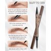 3D Microblading Eyebrow Pen, Black Dual-Ended Brow Pencil with 4-Fork-Tip Liquid Brow Pen &Ultra Fine Retractable Eyebrow Pencil, Waterproof Longlasting Eyebrow Filler Makeup for Women Natural Bows-04