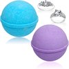 Ocean Breeze Lavender Bath Bombs Gift Set of 2 with Size 6 Ring Inside Each Made in USA