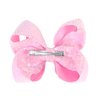 2 PCS Enchanting 5-Inch Fairy Fashion Bow Hairpin: Multicolor Option Sequins Hair Clip for Kids and Teenage Girls (Pink)