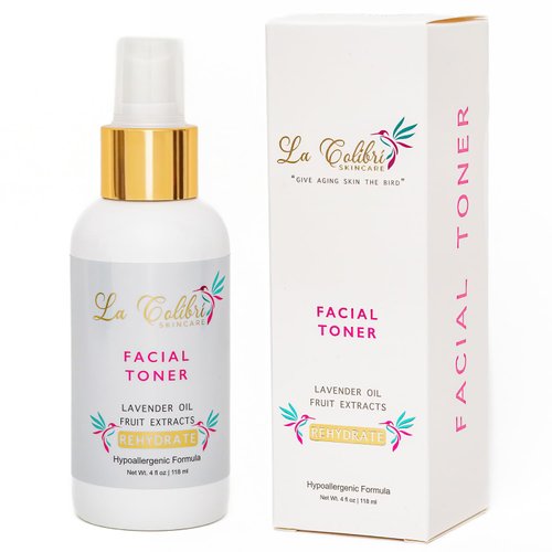 La Colibri Skincare Rehydrate Facial Toner for Women - Hypoallergenic Vegan Pore Minimizer Face Toner for Acne Prone Skin - Hydrating Toner for Face with Witch Hazel, Hyaluronic Acid, Lavender - 4 Oz