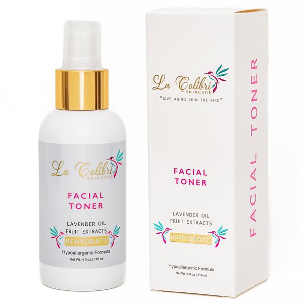 La Colibri Skincare Rehydrate Facial Toner for Women - Hypoallergenic Vegan Pore Minimizer Face Toner for Acne Prone Skin - Hydrating Toner for Face with Witch Hazel, Hyaluronic Acid, Lavender - 4 Oz